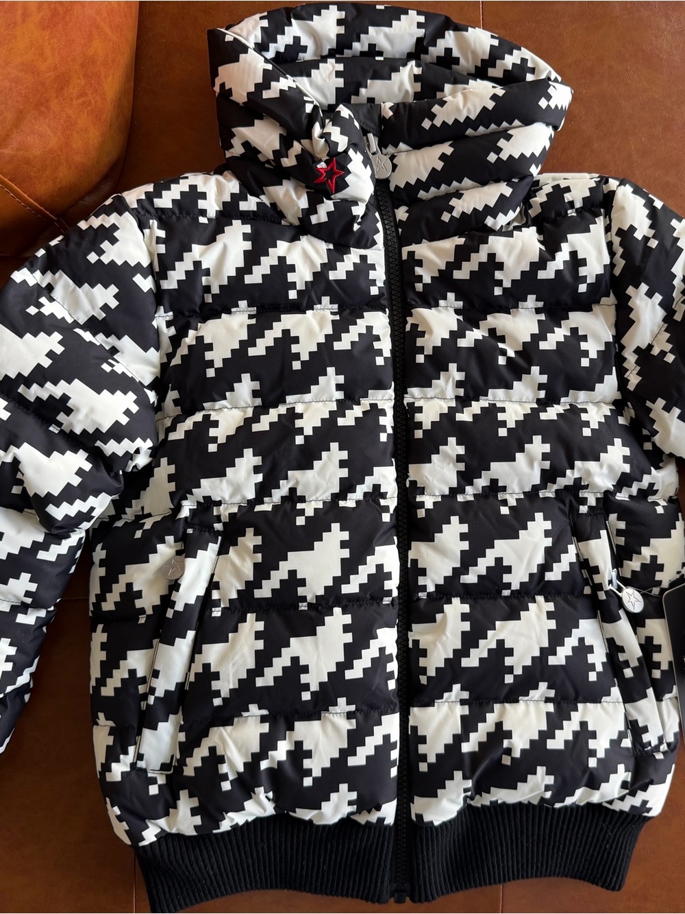 Perfect Moment Kids Black & White Geometric Puffer Jacket